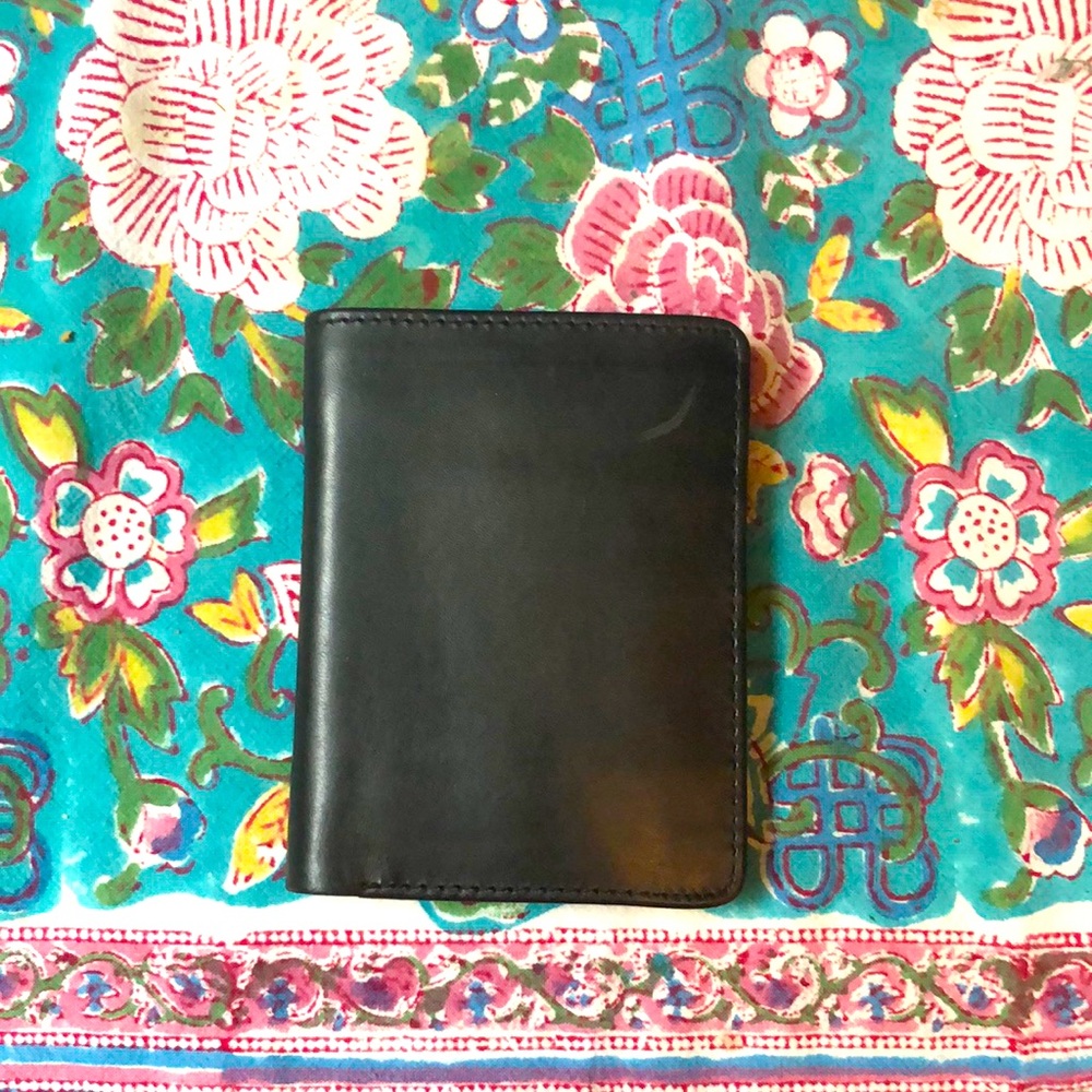 Black Full Grain Leather wallet with coin pouch